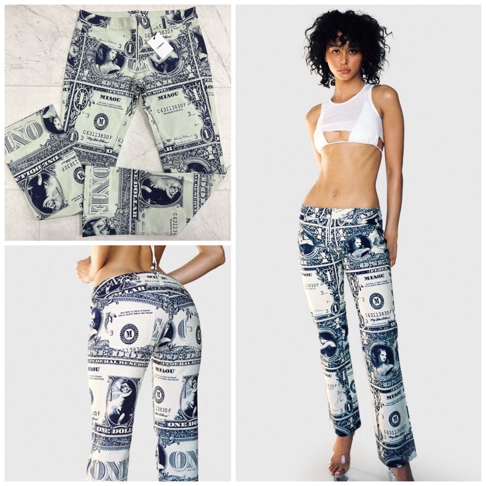 Miaou Black and White Dollar Print Jeans
